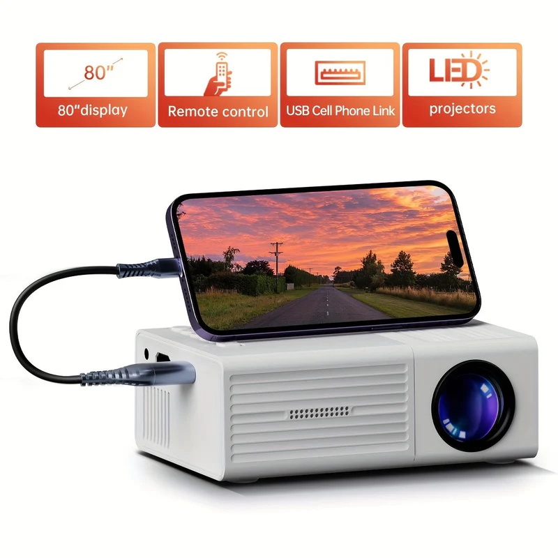 Mini Proiettore Ultra-Luminoso 3000 Lumen – Portatile, HDTV & USB, Ideale per Cinema a Casa & All'aperto!