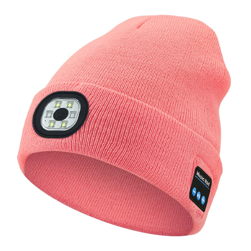 Cappello Unisex 3-i-1 Bluetooth-hue - 6 LED, ricaricabile USB con cuffie per uso invernale