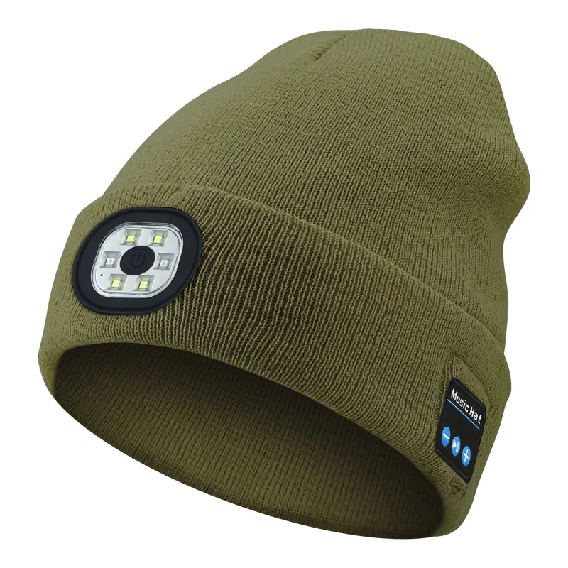 Cappello Unisex 3-i-1 Bluetooth-hue - 6 LED, ricaricabile USB con cuffie per uso invernale