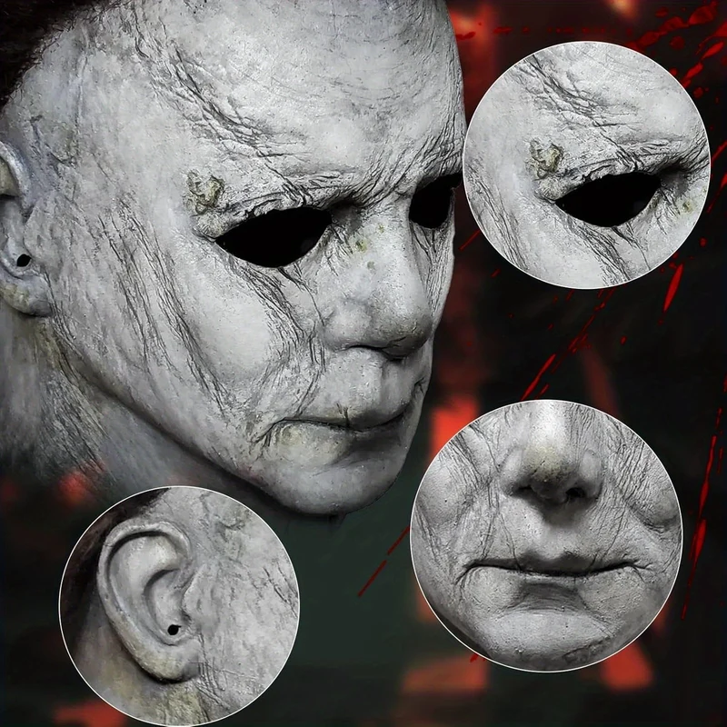 Maschera da horror di Halloween con set di coltelli - travestimento realistico per adulti