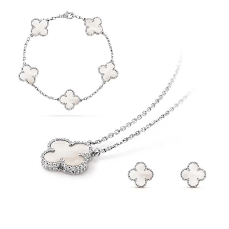 Set di gioielli Celeste Clover | Collana, bracciale e orecchini in acciaio inossidabile ipoallergenico