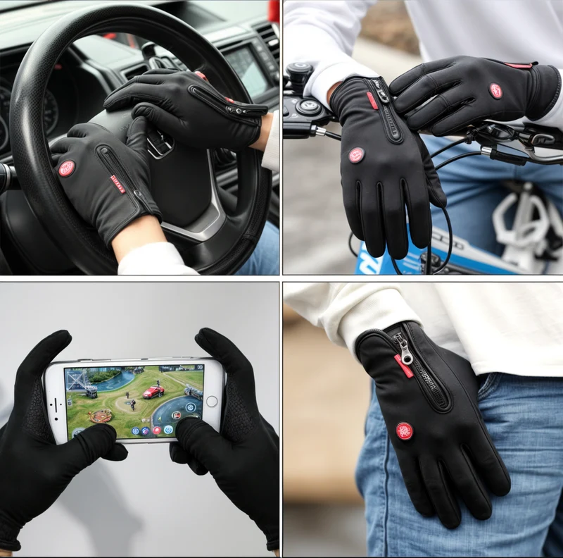 Guanti Termici Resistenti al Vento - Caldi e Compatibili con Gadget