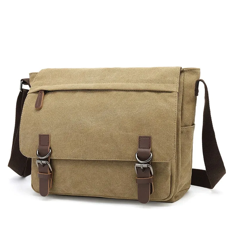 Borsa a Spalla Rugged in Tela da Uomo con Cinghia Regolabile