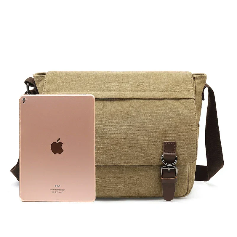 Borsa a Spalla Rugged in Tela da Uomo con Cinghia Regolabile