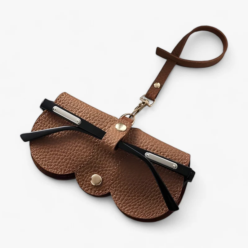 Copertura Sole - Astuccio in pelle con chiusura a scatto per occhiali