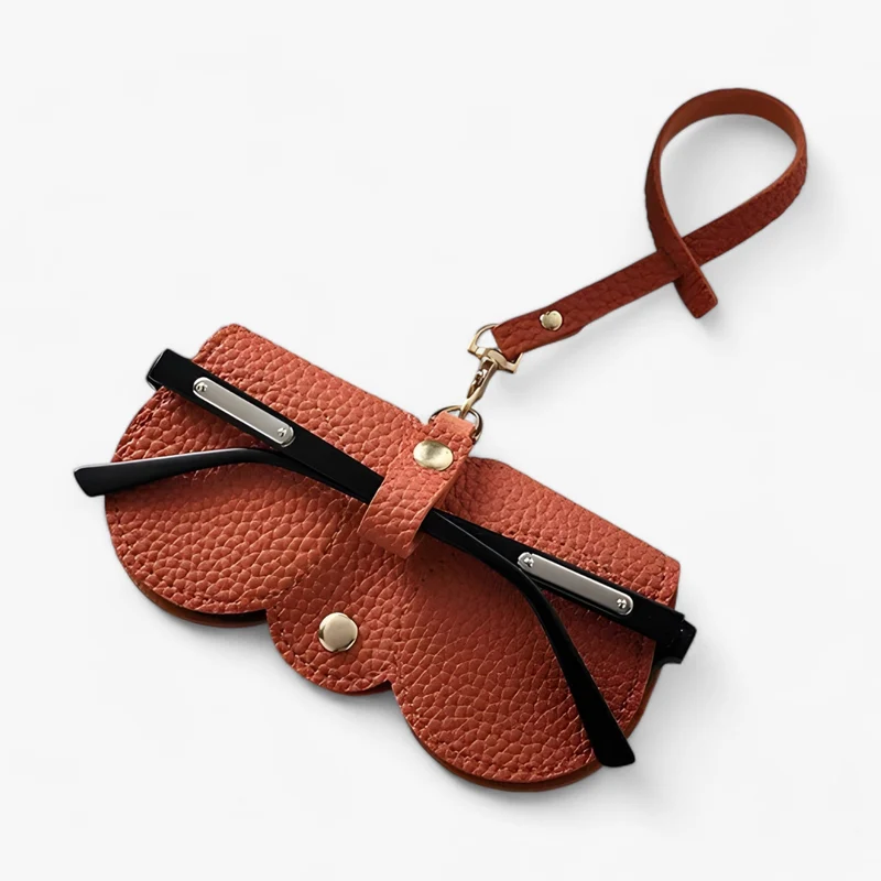 Copertura Sole - Astuccio in pelle con chiusura a scatto per occhiali