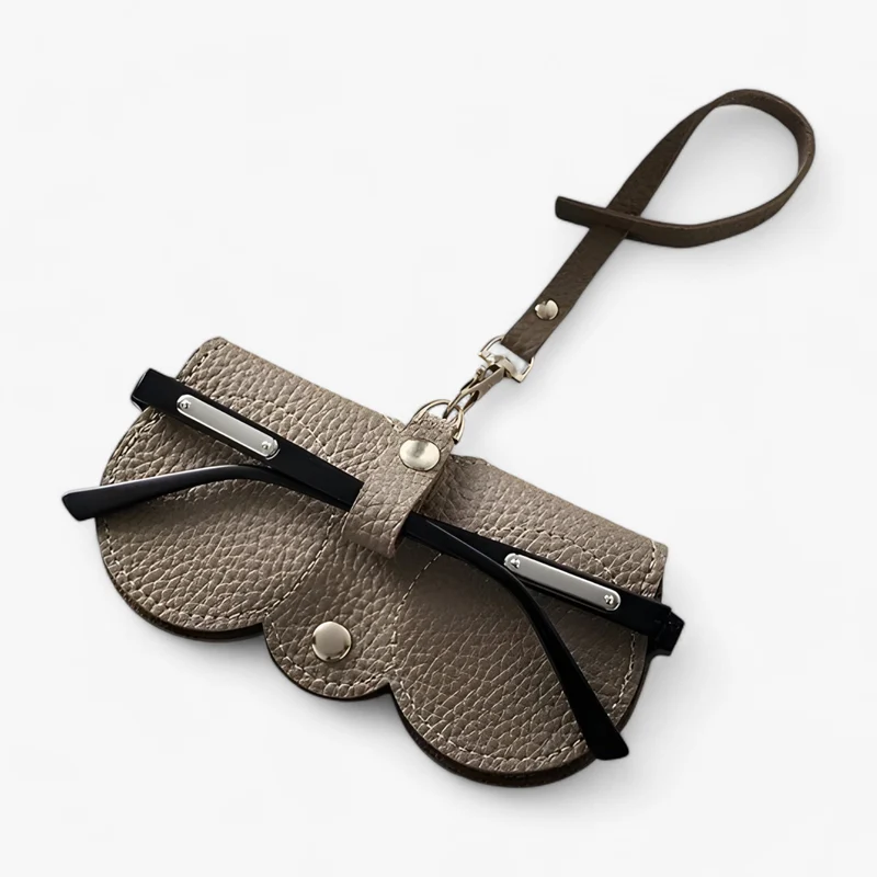 Copertura Sole - Astuccio in pelle con chiusura a scatto per occhiali