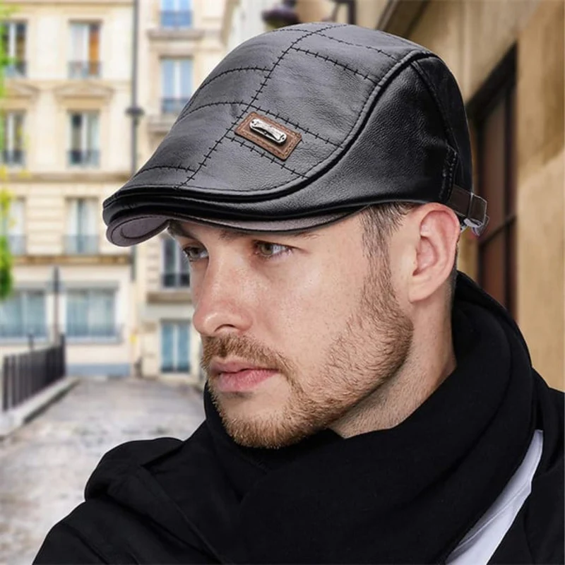 FlatCap - Berretto da uomo in pelle retro