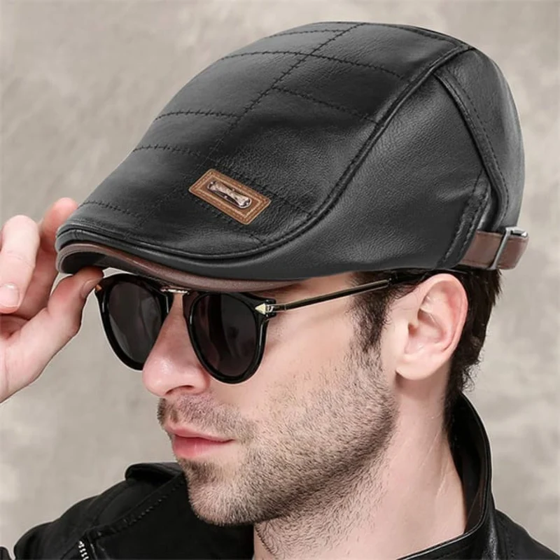 FlatCap - Berretto da uomo in pelle retro