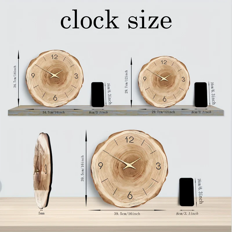 Orologio da Parete in Legno Silenzioso Dandy - Texture Realistica