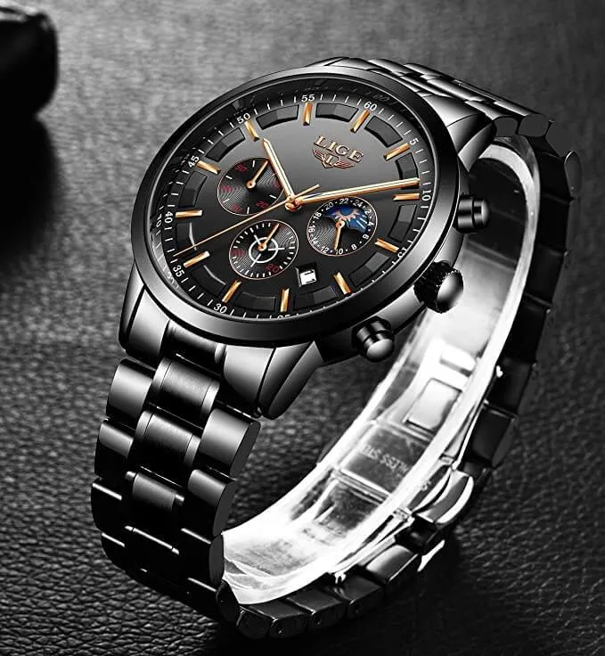 Orologio Militare Nero in Acciaio - Impermeabile | Ora & Data