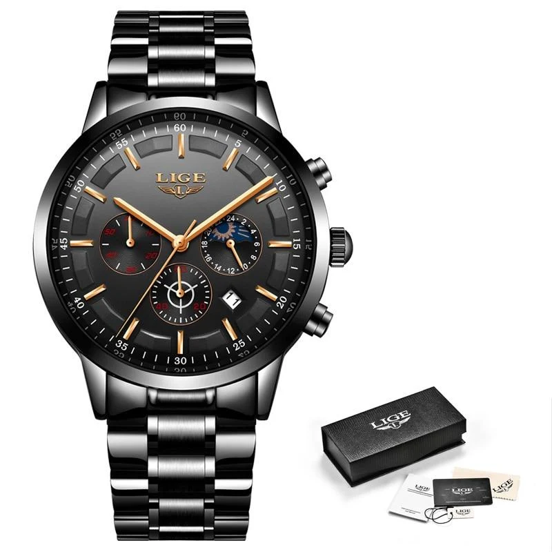 Orologio in Acciaio Nero Militare | Orologio da Uomo Elegante e Durevole