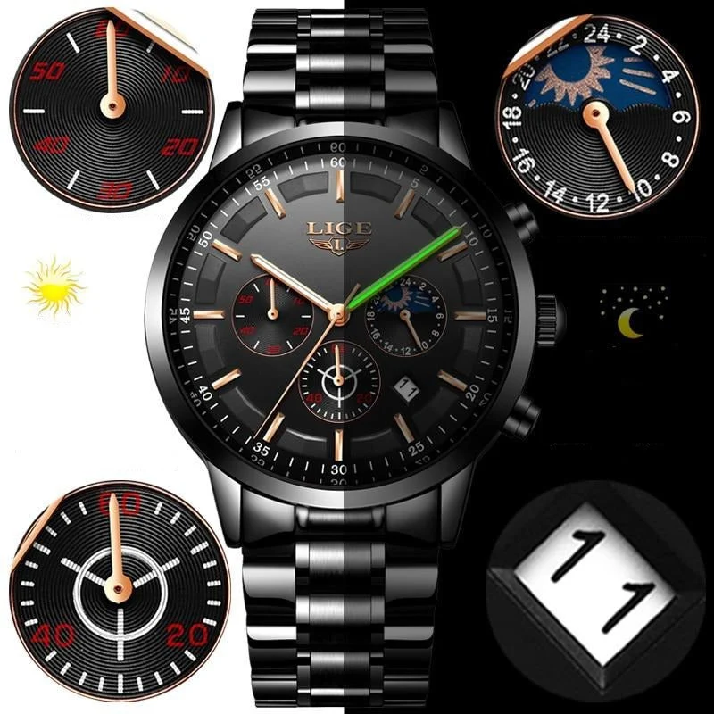 Orologio in Acciaio Nero Militare | Orologio da Uomo Elegante e Durevole