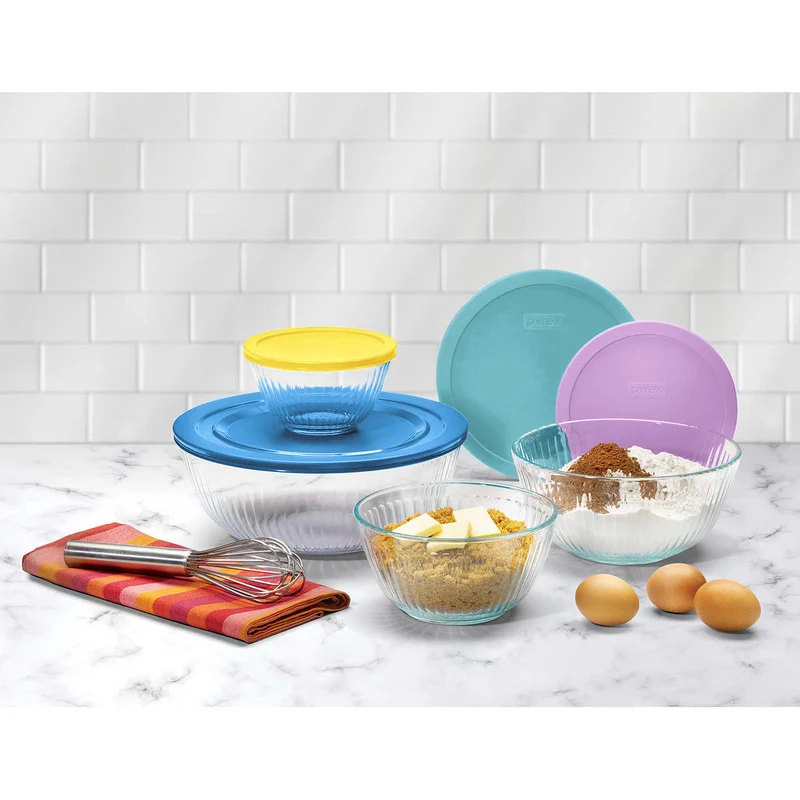 PYREX - Ensemble de 4 Saladiers en Verre avec Couvercles