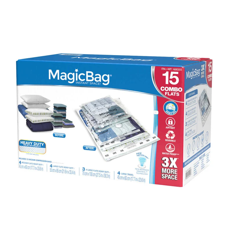 MAGIC BAG - Ensemble de 15 Sacs de Rangement à Compression Sous Vide