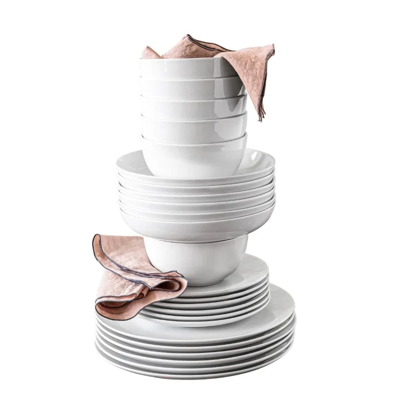 OVER AND BACK - Service de Vaisselle de 24 Pièces en Porcelaine Vitrifiée Everyday
