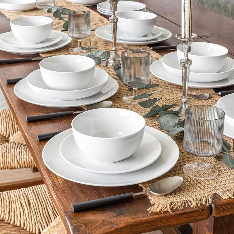 OVER AND BACK - Service de Vaisselle de 24 Pièces en Porcelaine Vitrifiée Everyday