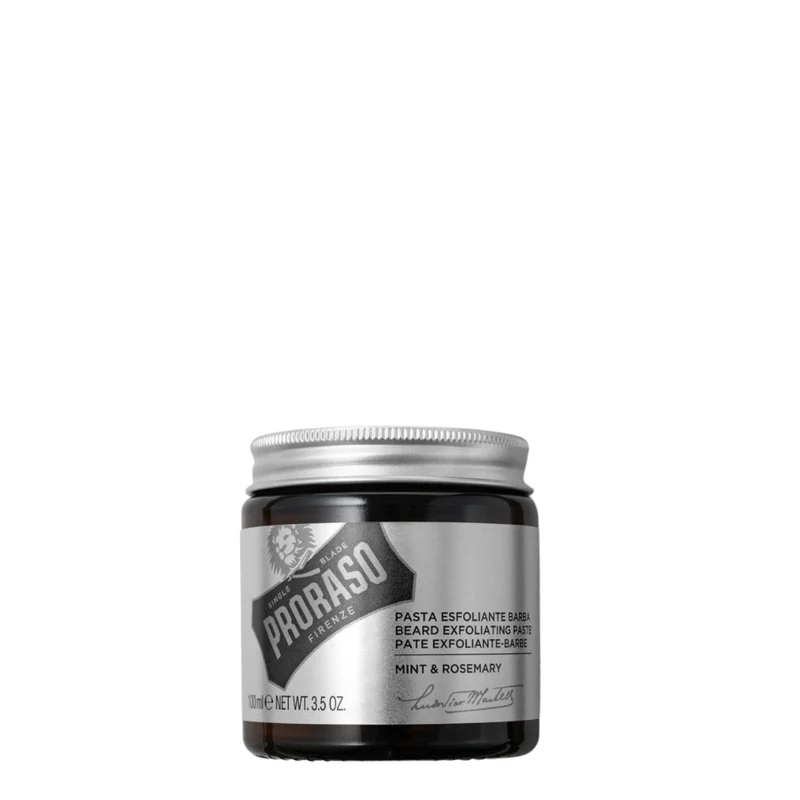 Pâte exfoliante pour le barbe et le visage, menthe et romarin (100ml/3.5oz)