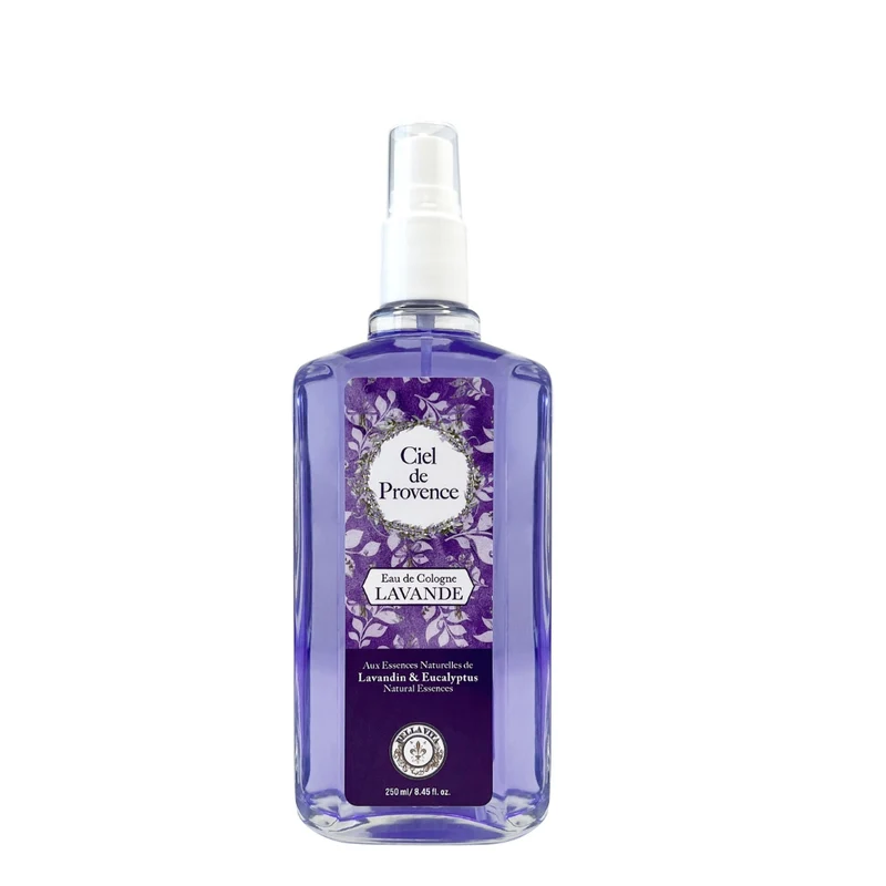 Eau de cologne aux essences naturelles de lavandin et eucalyptus - Lavande Ciel de Provence (250ml/8.5oz)
