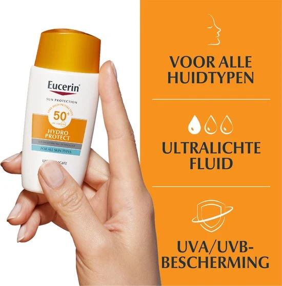 Eucerin Sun Hydro Protect Ultralichte Fluid Zonnebrand Gezicht - SPF 50+ - Hyaluronzuur - Zonbescherming - 50 ml