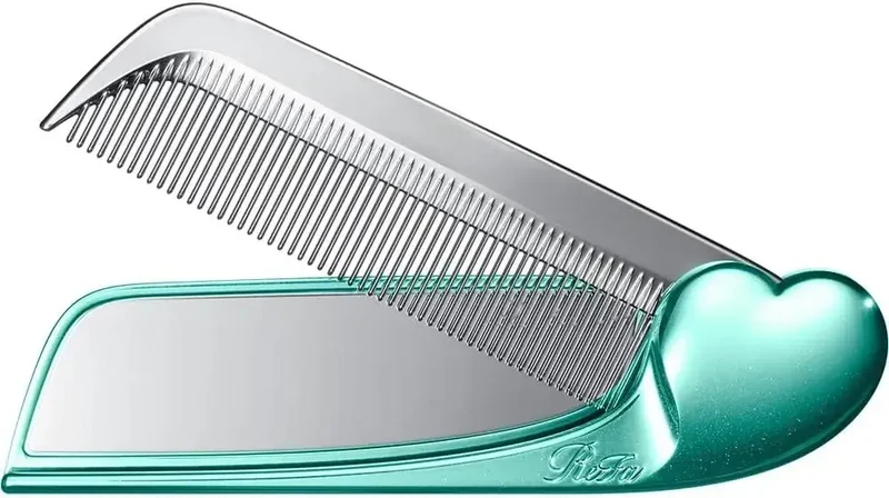 ReFa Aira Mirror Comb Hair Comb Aqua Blue Heart Styling Tool