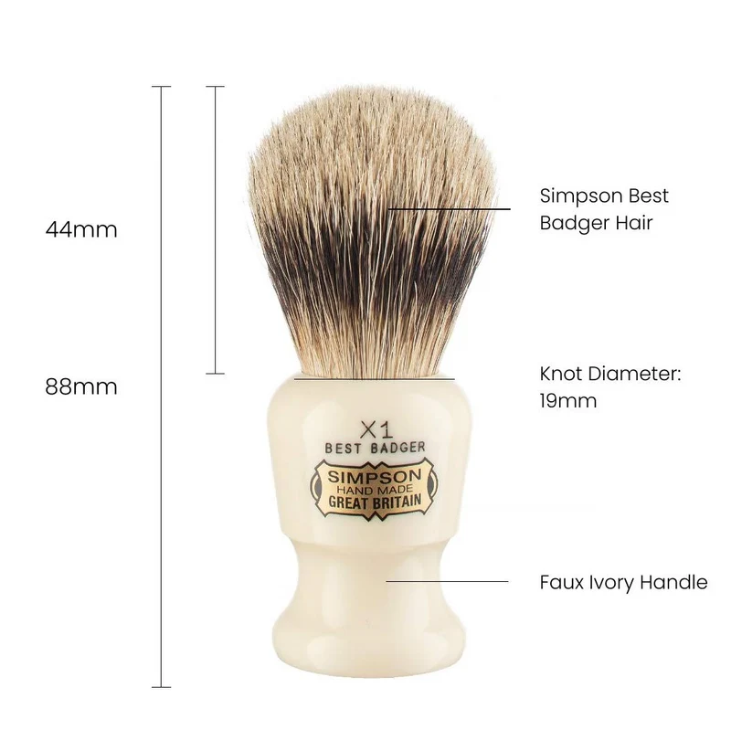Blaireau - Commodore X1 "Best Badger" Ivoire - Petit (19mm/0.74")