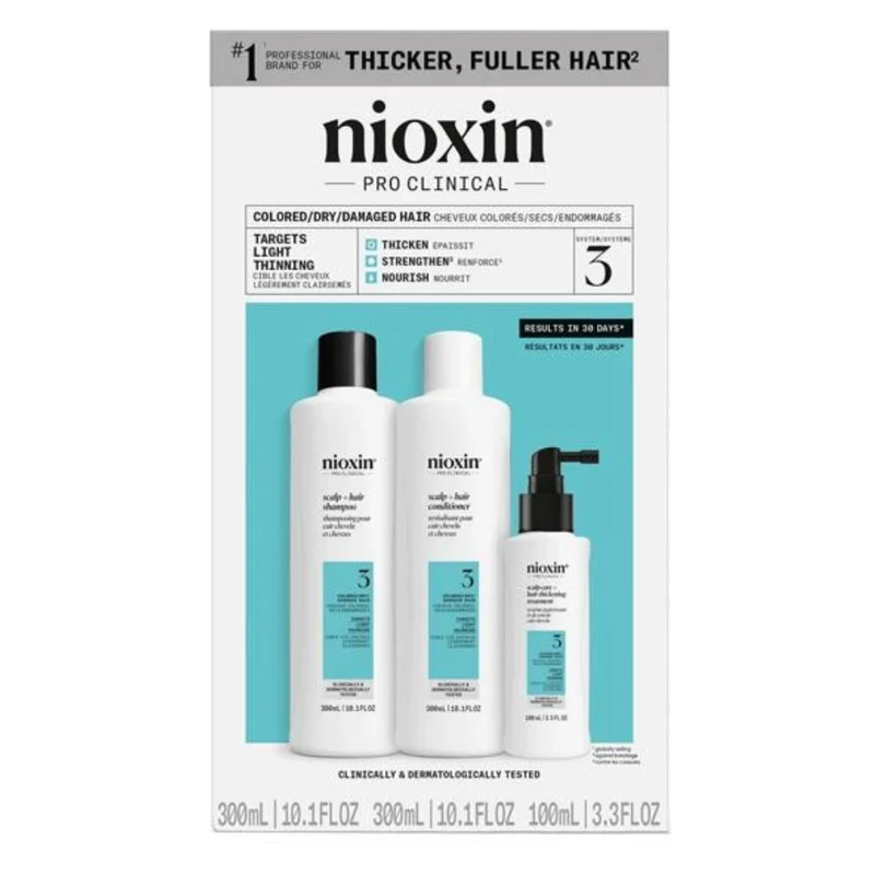 Trio shampoing, revitalisant et traitement pour cheveux et cuir chevelu Système 3 - Pour cheveux colorés avec chute modérée (2x 300ml/10.1oz, 1x 100ml/3.38oz)