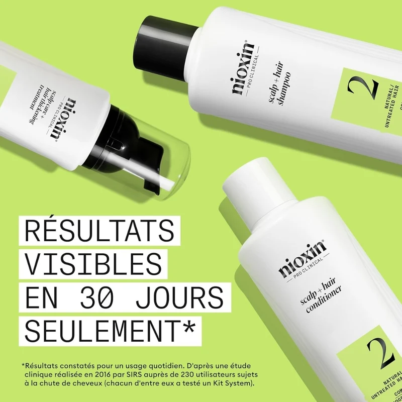 Trio shampoing, revitalisant et traitement pour cheveux et cuir chevelu Système 2 - Pour cheveux naturels avec chute avancée (2x 300ml/10.1oz, 1x 100ml/3.38oz)