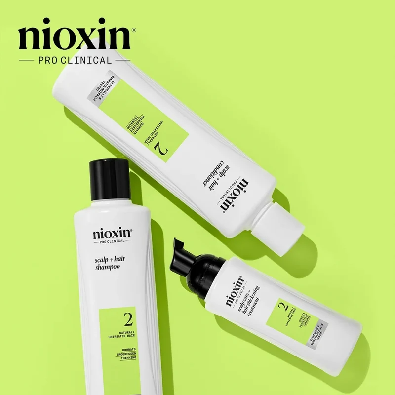 Trio shampoing, revitalisant et traitement pour cheveux et cuir chevelu Système 2 - Pour cheveux naturels avec chute avancée (2x 300ml/10.1oz, 1x 100ml/3.38oz)