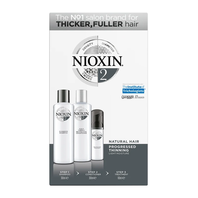 Trio shampoing, revitalisant et traitement pour cheveux et cuir chevelu Système 2 - Pour cheveux naturels avec chute avancée (2x 300ml/10.1oz, 1x 100ml/3.38oz)