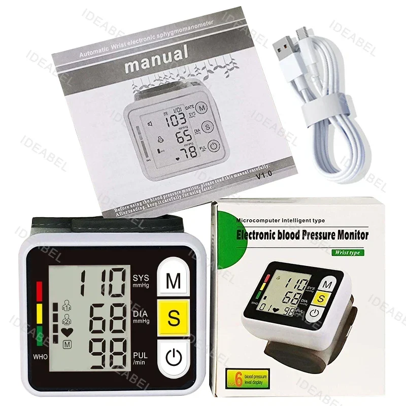 Misuratore di pressione arteriosa da polso – Dispositivo digitale preciso con display LCD per la misurazione della pressione sanguigna e della frequenza cardiaca