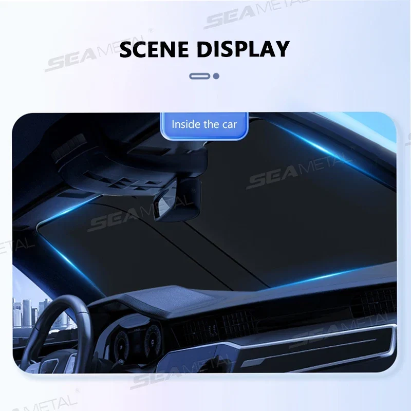 Parasole Auto Pieghevole – Protezione UV Argento per Parabrezza 140 × 80 cm