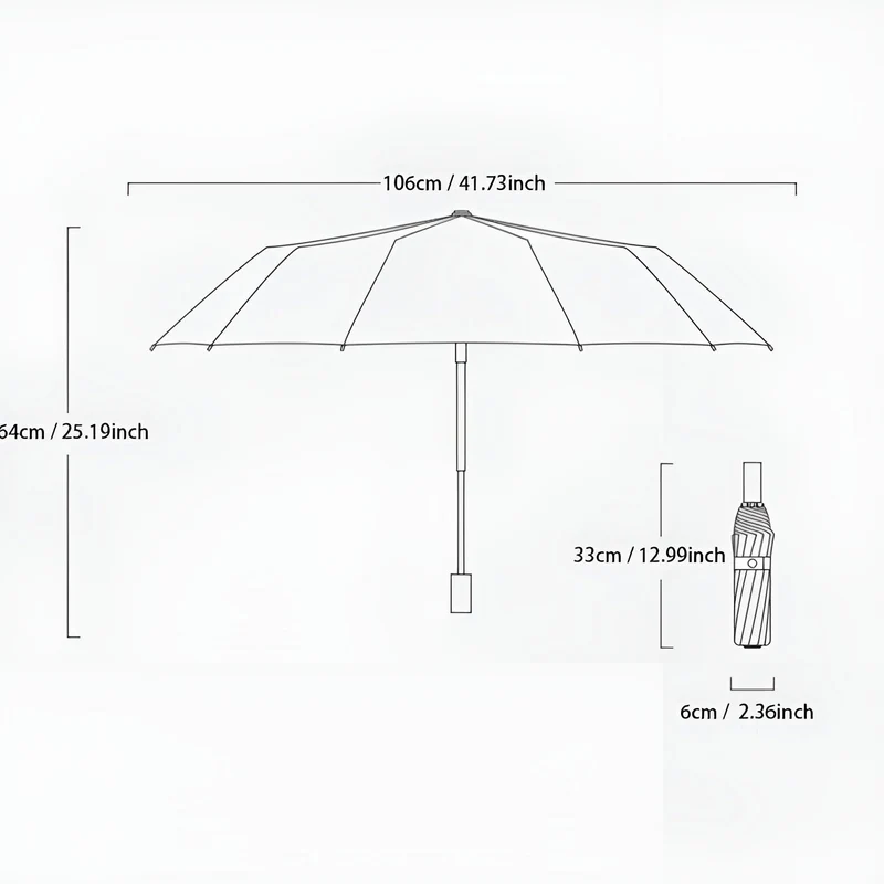 Ombrello automatico – Protezione UV SPF 50+, Compatto e Resistente al Vento