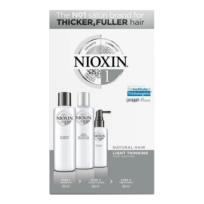 Trio shampoing, revitalisant et traitement pour cheveux et cuir chevelu Système 1 - Pour cheveux naturels avec chute modérée (2x 300ml/10.1oz, 1x 100ml/3.38oz)