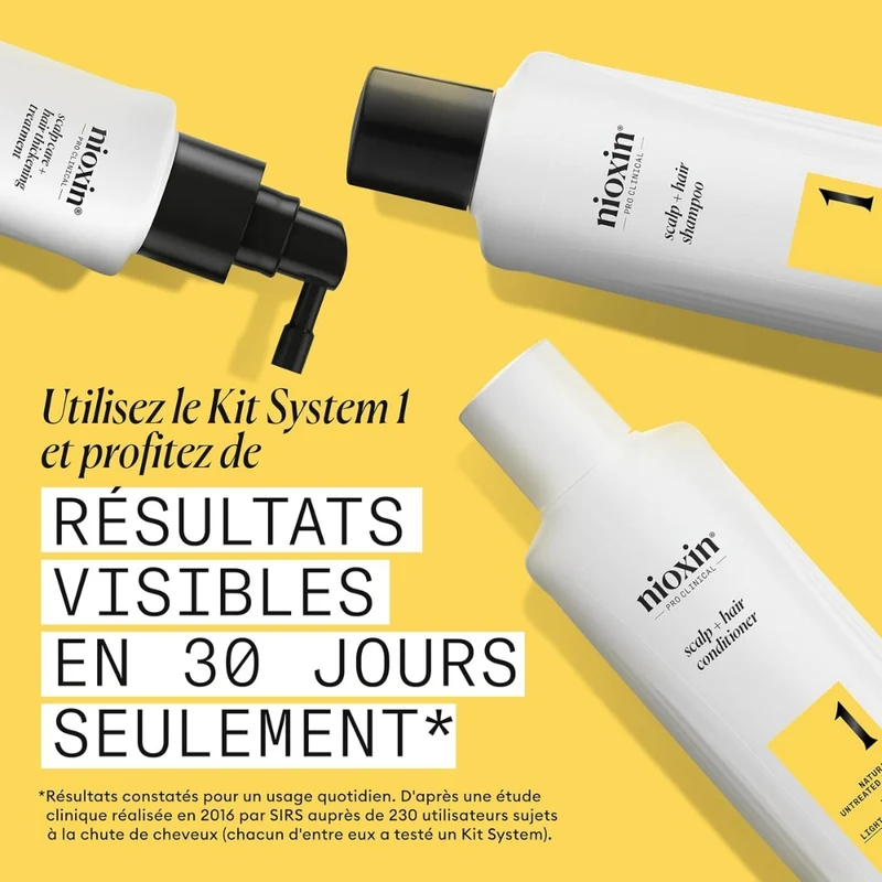 Trio shampoing, revitalisant et traitement pour cheveux et cuir chevelu Système 1 - Pour cheveux naturels avec chute modérée (2x 300ml/10.1oz, 1x 100ml/3.38oz)