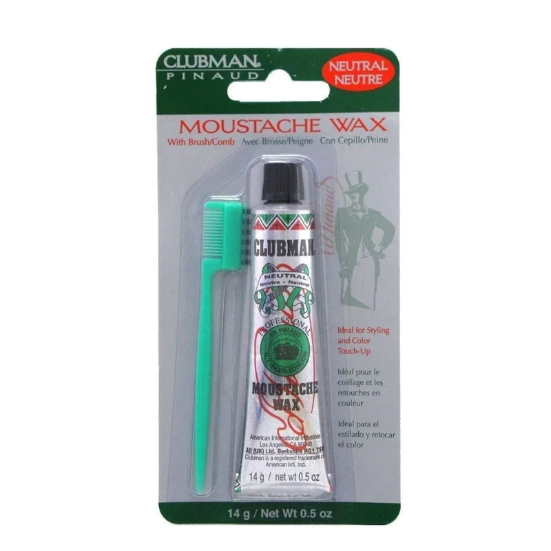 Cire à moustache avec brosse peigne - Neutre (14g/0.5oz)