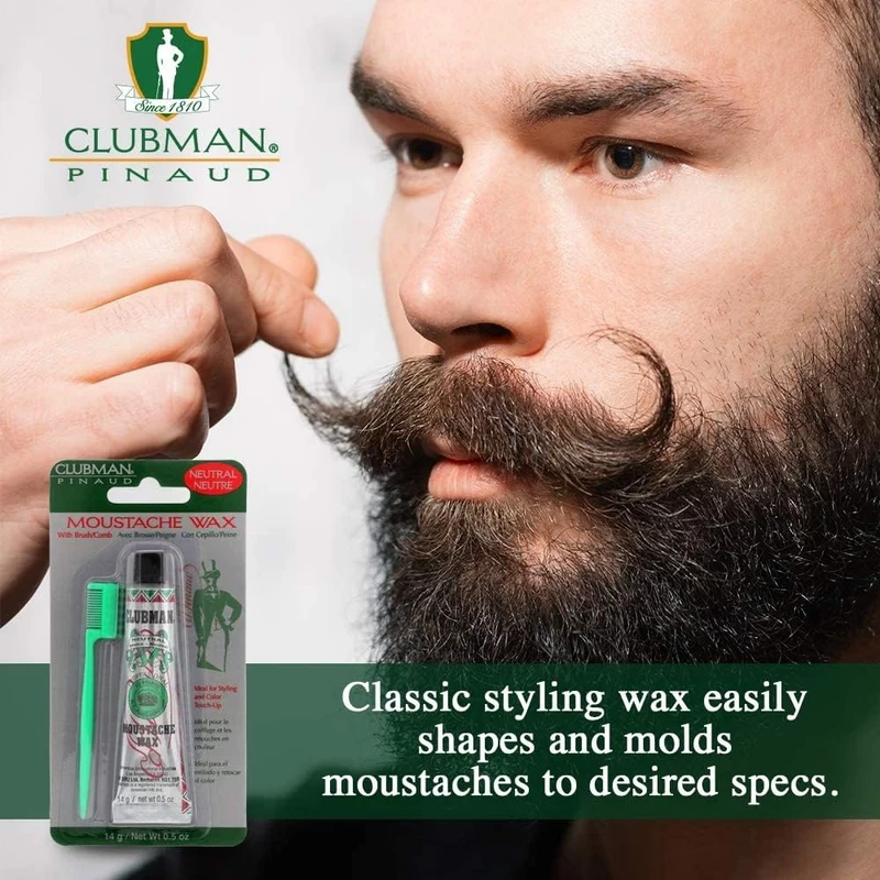 Cire à moustache avec brosse peigne - Châtaigne brun pâle (14g/0.5oz)