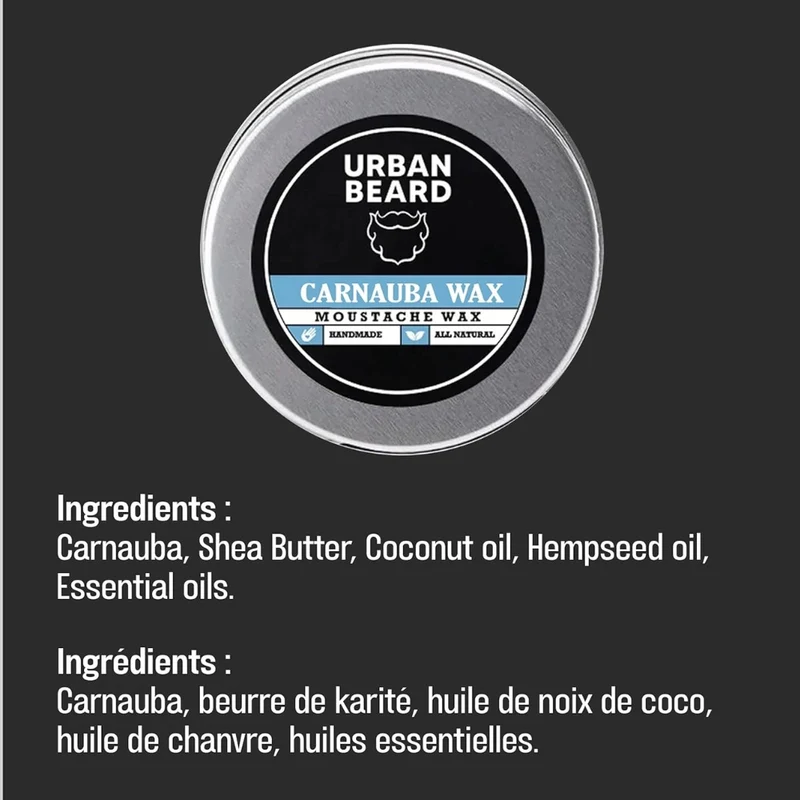 Cire a moustache à base de cire de carnauba 100% biologique (30ml/1.0oz)