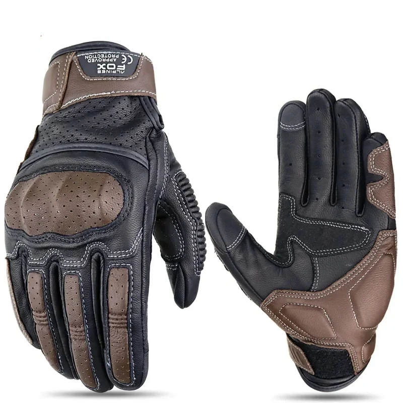 Guanti da Moto Vintage – Design Traspirante con Touchscreen e Protezione per le Caviglie