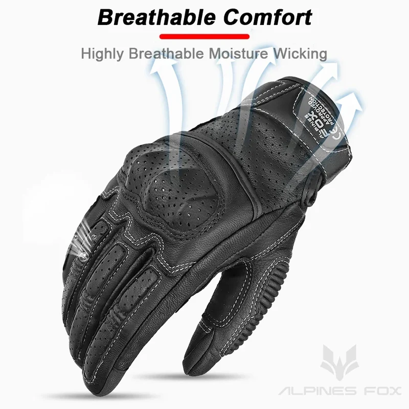Guanti da Moto Vintage – Design Traspirante con Touchscreen e Protezione per le Caviglie