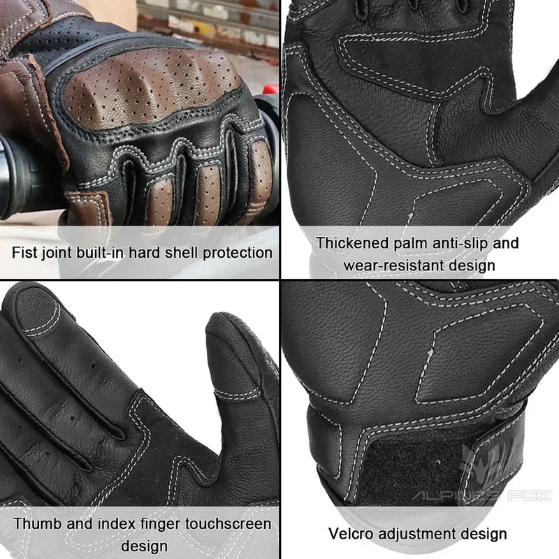 Guanti da Moto Vintage – Design Traspirante con Touchscreen e Protezione per le Caviglie