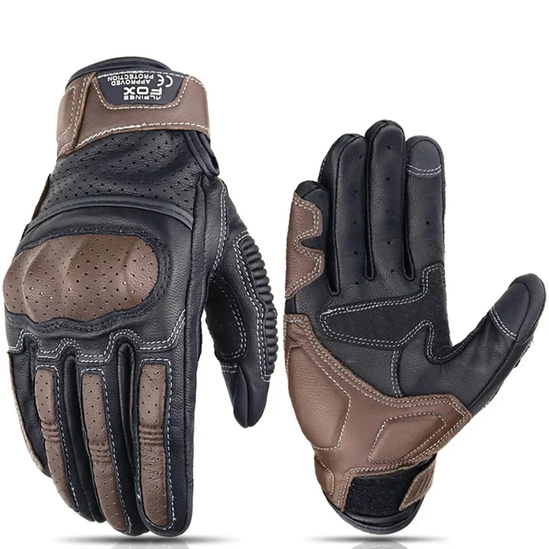 Guanti da Moto Vintage – Design Traspirante con Touchscreen e Protezione per le Caviglie