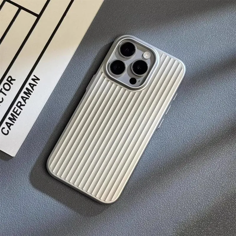 Custodia per iPhone con struttura a righe – Custodia protettiva sottile con protezione per fotocamera e graffi