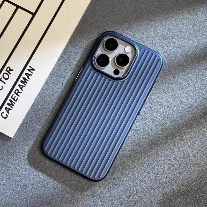 Custodia per iPhone con struttura a righe – Custodia protettiva sottile con protezione per fotocamera e graffi