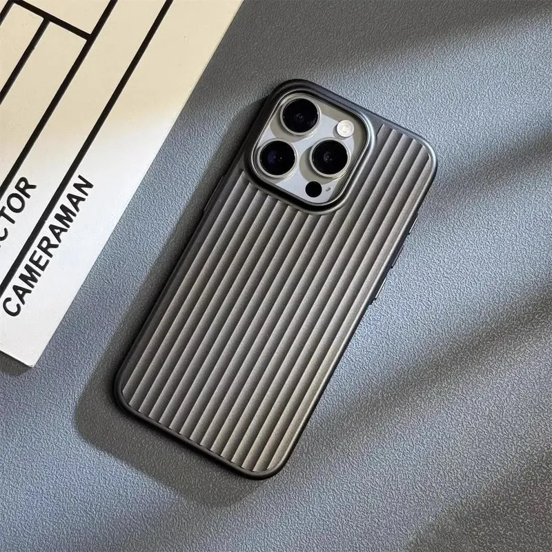 Custodia per iPhone con struttura a righe – Custodia protettiva sottile con protezione per fotocamera e graffi