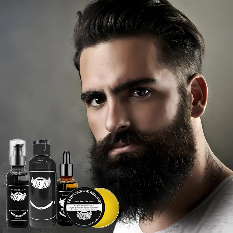 Set per la cura della barba con spazzola, olio e pettine – Set completo per la cura e lo styling