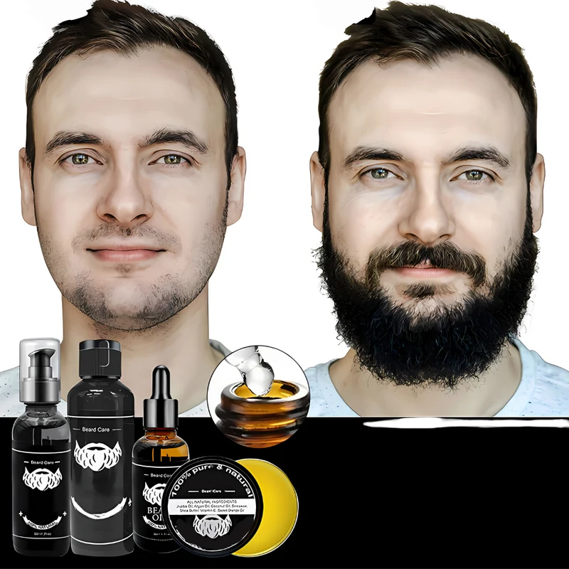 Set per la cura della barba con spazzola, olio e pettine – Set completo per la cura e lo styling