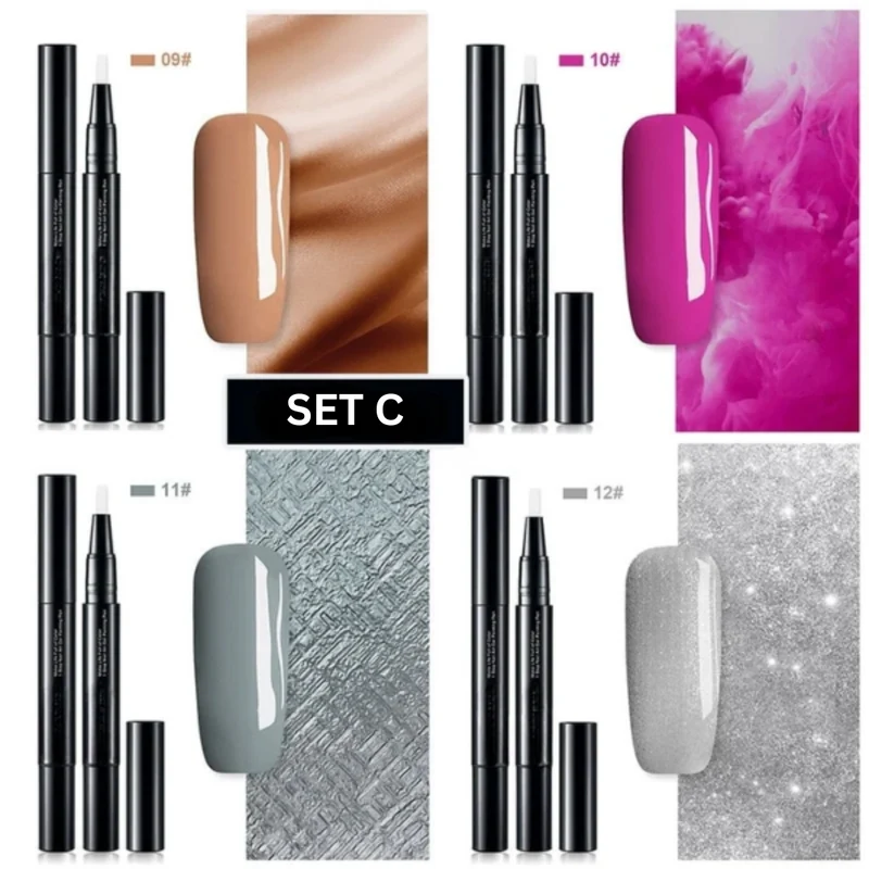Set di Penne per Unghie – Colori di Nail Art Precisi con Texture Gel a Asciugatura Rapida