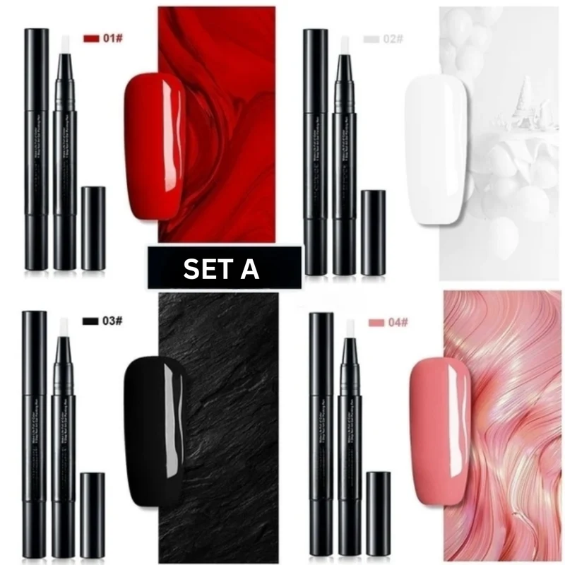 Set di Penne per Unghie – Colori di Nail Art Precisi con Texture Gel a Asciugatura Rapida