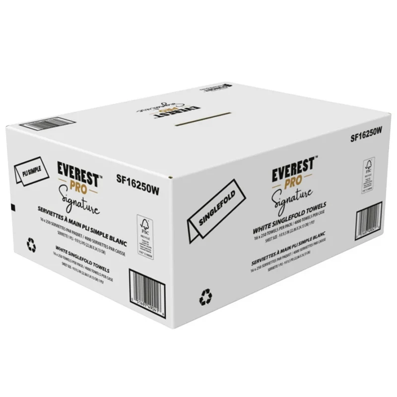 EVEREST PRO - 16 Paquets de Serviettes à Main Pli Simple Blanc Signature